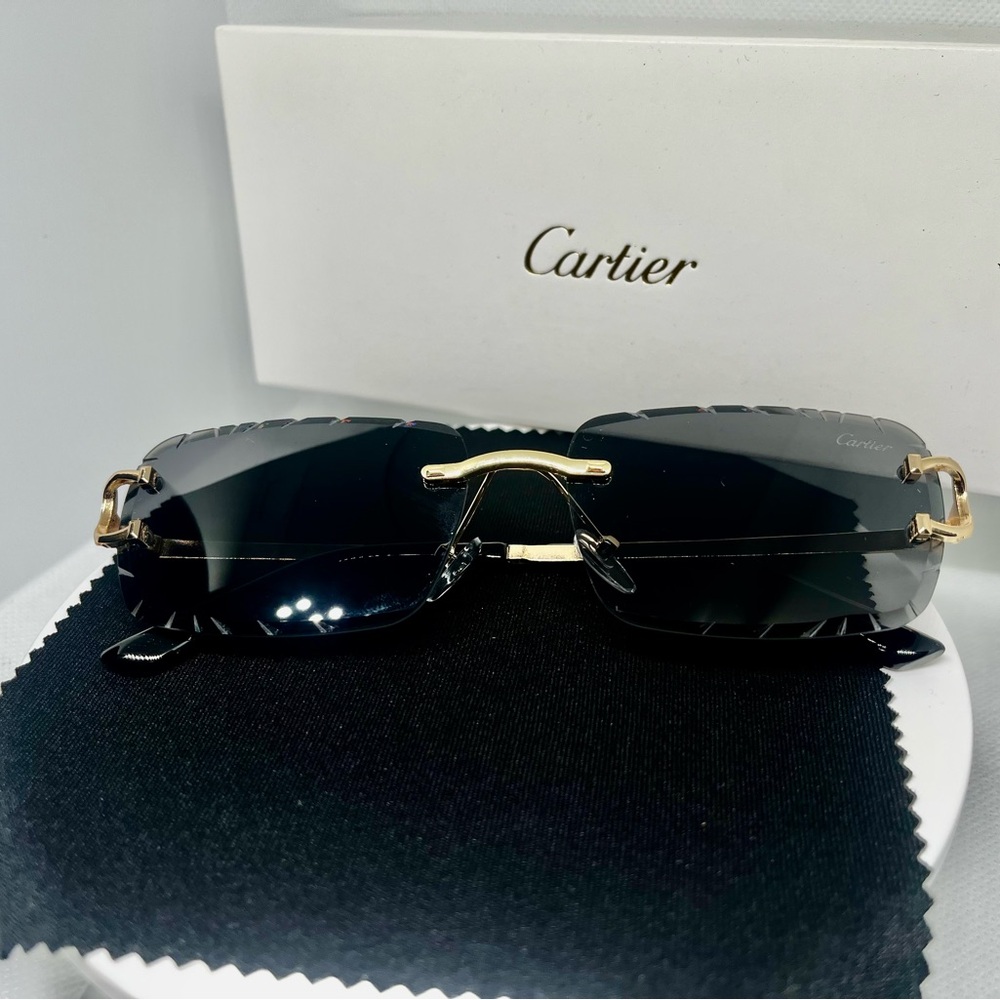 Cartier Elegant Black and Gold Eyewear